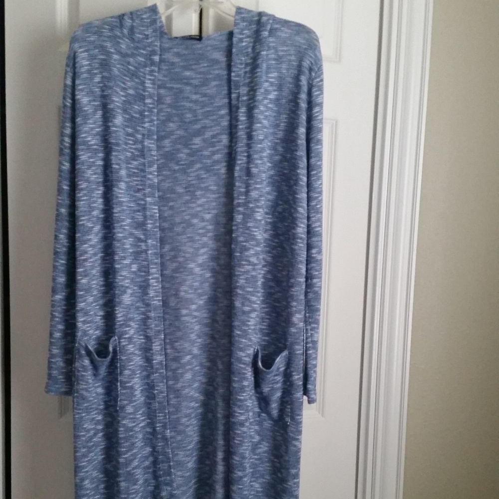 Denim Blue and White Variegated Duster Sweater